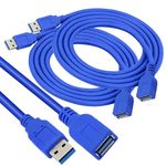 Storite 2 Pack 1.5M USB 3.0 Male to Female Extension Cable High Speed 5GBps Extension Cable Data Transfer for Keyboard, Mouse, Flash Drive, Hard Drive, Printer and More -Blue