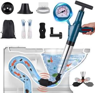 YUCHENGTECH Toilet Unblocker Heavy Duty with 360°Unclogging Head and A Holder Toilet Plunger Sink Unblocker High Pressure Plunger Kit for Unblocking Toilet Bathtub Shower Floor Drain and Pipe Clog