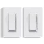 ELEGRP Digital Dimmer Light Switch For 300W Dimmable Led, Cfl Lights And 600W Incandescent, Halogen, Single Pole, 3-Way Led Slide Dimmer Light Switch, Wall Plate Included, Ul Listed, 2 Pack, Matte White
