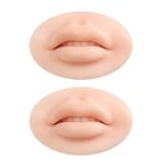 2PCS 3D Silicone Lips Microblading Practice Skin Premium Soft Open Mouth Fake Lips Model For Tattoo Piercing Practice + 5 Pcs Microblading Blades