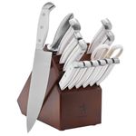 HENCKELS Statement 15Piece White-Handled Knife Block Set with Shears, Sharpening Steel - Dishwasher Safe, Ergonomic Handle