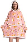 chuangminghangqi Oversized Hoodie Sweatshirt Fleece Wearable Blanket Adult Super Soft Warm Fluffy Loungewear With Sleeves And Giant Pocket Huggle Throw For Women Men Teenagers (One Size, Corgi)