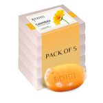 RichFeel Anti-Acne Calendula Bath Soap | Face brightening soap | For acne-prone and oily skin | Suitable for tan removal | Anti acne bathing bar Reduces dark spots | Natural extracts | Herbal | Natural |Vegan soap | Paraben-free & Sulphate-free | Skin Brightening Soap For Men & Women Gentle Formulations by India’s OG Beauty Experts | 75g (Pack of 5)