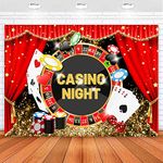 Sensfun Casino Night Poker Dice Photography Backdrop Las Vegas Chips Roulette Red Curtains Gold Glitter Photo Background Birthday Party Banner Decorations Photobooth Cake Table Supplies 8x6ft