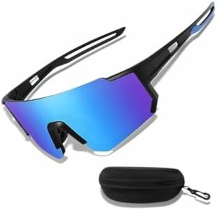 AOMZKOL Polarized Sports Sunglasses for Men Women,Driving Fishing Cycling Mountain Bike Sunglasses UV400 Protection (blue Mirror Lens)