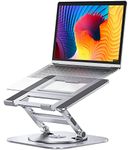 AOEVI Adjustable Laptop Stand with 360 Rotating Base, Stable Computer Stand for Laptop Ergonimic Foldable Laptop Riser for Desk Compatible with MacBook Pro/Air Notebook up to 16 Inches, Silver