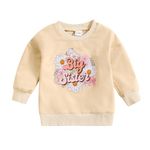 Toddler Girls Big Sister Sweatshirt Little Sis Matching Outfit Baby Boy Brother Long Sleeve T Shirts Tops Lil BRO Tees Clothes (Flower Big Sister-Beige, 18-24 Months)