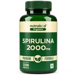 Nutrabud Spirulina Tablets 2000mg per Serving - 120 Veg Tablets - For Women, Men - Preservative & Additive Free (120 Count (Pack of 1))
