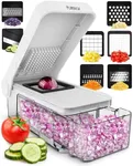 Fullstar Vegetable Chopper, Egg Slicers, Cheese Slicer, Food Chopper, Veggie Chopper, Onion Chopper, Vegetable Chopper with Container, Mandoline Slicer & Cheese Grater (7 in 1 - White)