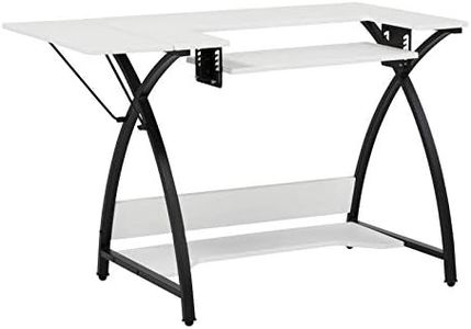 Sew Ready Comet Hobby Center - 45.5" W x 23.5" D White Hobby and Sewing Machine Table with Storage Shelf - Can Also Be Used as Computer Desk