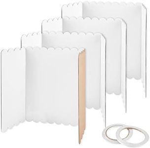 24" x 16" Trifold Poster Board, Fun Wave Edge, 4 Count, Tri-Fold Corrugate Presentation Boards with Double Sided Tapes for School Projects, Science Fair, Exhibitions