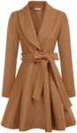 GRACE KARIN Women's Notch Lapel Long Puff Sleeve a Line Pea Coat with Self Tie Belt