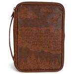 Wings of Eagles Scripture Natural Brown Thinline Vinyl Bible Cover with Handle