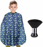 Kids Barber Cape with Neck Duster Brush, Professional Salon Hair Cutting Cape with Adjustable Snap Closure (Cartoon Fish), Cartoon Fish