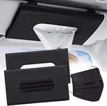 CARTMAN Car Tissue Holder,Sun Visor Tissue Holder,Car Tissue Holder Men Women,PU Leather Tissue Box Holder Car Assecories,Tissue Dispenser for Car Visor (Pack of 2, Black)