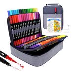 Swemos Markers for Adult Coloring Book, 72 Colors Art Markers Set Dual Tip Brush Pen, Coloring Markers Fine Point Kids Artist Drawing Paintings Diaries Journaling Art projects Art Supplies with Case