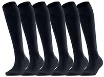 HiFEN® 6 Pairs Women/Girls Cotton Knee High Socks Extra Long Smooth Thigh Grip Knitted Stockings UK 4-6