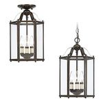 Seagull 5231-782 Lighting Bretton Three-Light Semi-Flush Convertible Pendant with Clear Glass Panels, Heirloom Bronze Finish