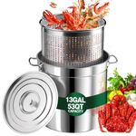 WantJoin 53QT Stainless Steel Stockpot for Seafood Boiler Crawfish Pot w/Basket,Boil Pot Turkey Fryer with Lid,Outdoor Cooking Pot for Crab Lobster Shrimp Boiling,and Tamales Steamer,13 Gal.