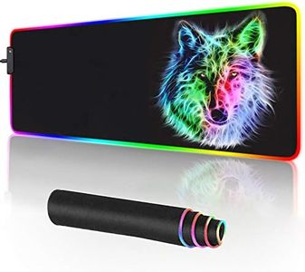 RGB Gaming Mouse Pad - 14 Light Modes Extended Computer Keyboard Mat, Anime LED Mouse Pad Large，High-Performance Mouse Pad Optimized for Gamer 31.5 X 12in (Wolf Mouse pad)