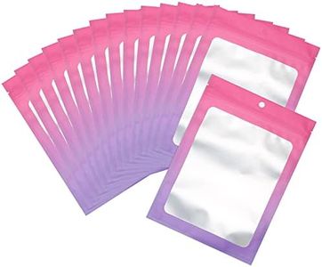 100 Pcs Resealable Mylar Ziplock Food Storage Bags, Gradient Color Smell Proof Bag with Clear Window, Packaging Pouch for Coffee Beans Candy Sample Food (Pink Purple, 4 X 6 Inch)