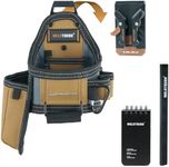 MELOTOUGH Tape Measure Pouch/Utility Knife Pouch + Notebook & Pencil Tool Belt Pouch with Belt Clip,Clip on Knife Pocket Holder for Electrican/Carpenter/Contractor/Technican(Khaki)