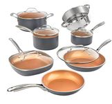 Gotham Steel 12 Piece Pots and Pan Set, Non Stick Cookware Set, Pots and Pans, Pot Set, Pot and Pan Set, Cooking Set, Ceramic Coated, Ultra Durable, Oven and Dishwasher Safe, 100% Toxin Free - Copper