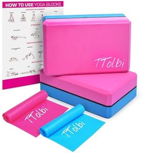 Premium Yoga Blocks 2 Pack with Resistance Bands & Free Guide: Non Slip EVA Foam Block - Ideal Stretching Equipment for Home Workouts, Dance, Gymnastics, Pilates, Exercise - Stretch Strap Stuff Props