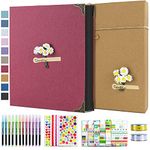 Vienrose DIY Scrapbook Photo Album Kit with Pens Tapes and Stickers 60 Pages Hardcover 8.5x11 Inches 3 Rings Removable Black Paper Scrapbooking for Lover Friends Kids Wedding Gift