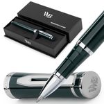 Wordsworth and Black Rollerball Pen - Luxury Pen - Chrome Finish, Green Lacquer, Ink Refill, Refillable Gift for Men & Women, Professional Writing, Nice and Fancy Pens and for Work