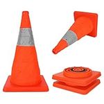 AKOLAFE 4 Pack Pop Up Safety Cones 18'' Collapsible Cones Reflective Road Traffic Cones 45CM Emergency Breakdown Orange Parking Cones Security Cones