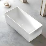 JABON BAGNO CRUZ Freestanding Bathtub 170 cm – White Glossy Acrylic Soaking Tub with Overflow Drain, Brass Pop-Up Waste & Waste Pipe, 6-Layer Reinforced Standalone Bath Tub