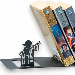 Renovatio Metal Bookend Master - Cute, Unique, Geeky Anime Bookends for Home, Office & Kids Room - Black Metal Book Ends, Cool Stopper & Shelf Holder - Heavy Duty, Non-Slip- Free on Prime,10-inch Size
