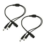 YiKaiEn 2-Pack Y-Splitter DC Power Cable 12V, 1 Female to 2 Male, 5.5mm x 2.1mm, Extension Cord for CCTV, LED Strips, Routers, 11.6inch