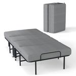 RVONOW Folding Bed with Mattress, 97x196cm Fold Up Single Bed for Adults, Space Saving Portable Foldable Guest Beds on Wheels, 6cm Thick Memory Foam Mattress and Metal Frame