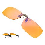 Flip-Up Anti-UV 99% Blue Blocking Clip-On Glasses for LED Fluorescent Glare, Sleep and Migraine Light Sensitivity (Standard, Amber)