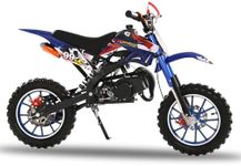 Gasoline Mini Motorbike, 49cc 2-stroke Gas Power Dirt Bikes for Kids, Hydraulic Shock Absorption Off Road Motocross Bike with Front Rear Disc Brakes, Racing Max Speed 40km/h (blue)