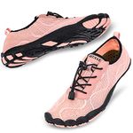 hiitave Women Water Shoes Barefoot Beach Aqua Socks Quick Dry for Outdoor Sport Hiking Swiming Surfing Light Pink 7.5 M US Women