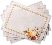 Maison d' Hermine Placemat 100% Cotton Decorative Placemats Washable Cloth Placemats, Home, Wedding, Restaurant, Party & Camping, Potiron - Thanksgiving/Christmas (Set of 4)