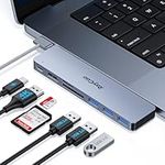 RayCue USB C Adapter HDMI Hub for MacBook Pro/Air M1 M2M3 2023 2022 2021 13"15"16",USB C to HDMI Mac Accessories Multiport Dongle with 4K HDMI, Thunderbolt 3, 3 USB A 3.0 Data Ports, SD&TF Card Reader