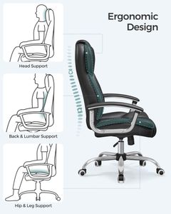 SONGMICS Office Chair – Ergonomic Desk Chair, Ink Black