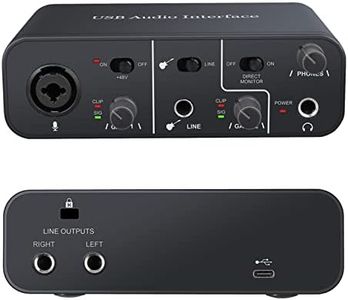 Audio Interface USB, Carte Son Mélangeur Audio Interfaces Audio 16 bits/48 kHz pour Home Studio, Podcasteur ou Producteur, Installation sans Pilote, Compatible avec Logiciels d'Enregistremen