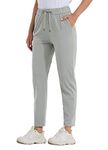 Willit Women's Golf Travel Pants Lounge Sweatpants 7/8 Athletic Pants Quick Dry On The Fly Pants Light Gray M