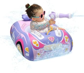 Toddler Pool Float Toddler Floaties with Water Gun Baby Pool Float Car Floaties Pool Floats for Toddlers 1-3 Baby Swim Float with Water Cannon Gun for Kids Age1-5 Inflatable Boat Ride-on for Boy Girl