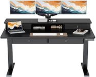 ErGear Standing Desk with Drawers, 63 x 30 Inches Height Adjustable Desk with Storage, Electric Sit Stand Desk, 4 Memory Preset Computer Home Office Desk with Cable Management Tray, Black