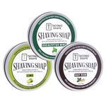 Taconic Shave Barbershop Quality 3 Shaving Soap Variety Pack – Bay Rum, Eucalyptus Mint and Lime - Artisan Crafted with Antioxidant Rich Oils