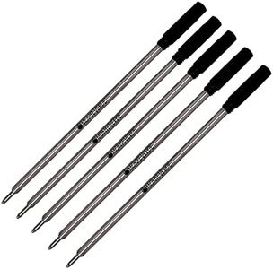 Monteverde 5 Pack - Ballpoint Refill to Fit Cross Ballpoint Pens, Medium Point, Soft Roll, C13 (Bulk Packed) (Black)