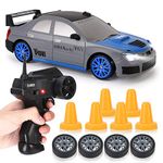 Liberty Imports RC Drift Car 1/24 2.4GHz 4WD Remote Control Sport Racing On-Road Vehicle with LED Light, Batteries and Drift Tires (Silver WRX)