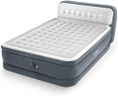 Intex 64447ED Dura-Beam Deluxe Ultra Plush Air Mattress with Headboard: Fiber-Tech – Queen Size – Built-in Electric Pump – 18in Bed Height – 600lb Weight Capacity