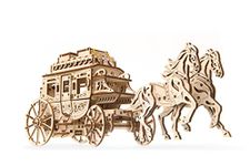 UGears Stagecoach 3D Mechanical Educational Wooden Puzzles for Kids | Wooden Horse Cart Showpiece DIY Kits for Adults | Personalized Valentine Gift Handicraft Items and Personalised Birthday Gifts